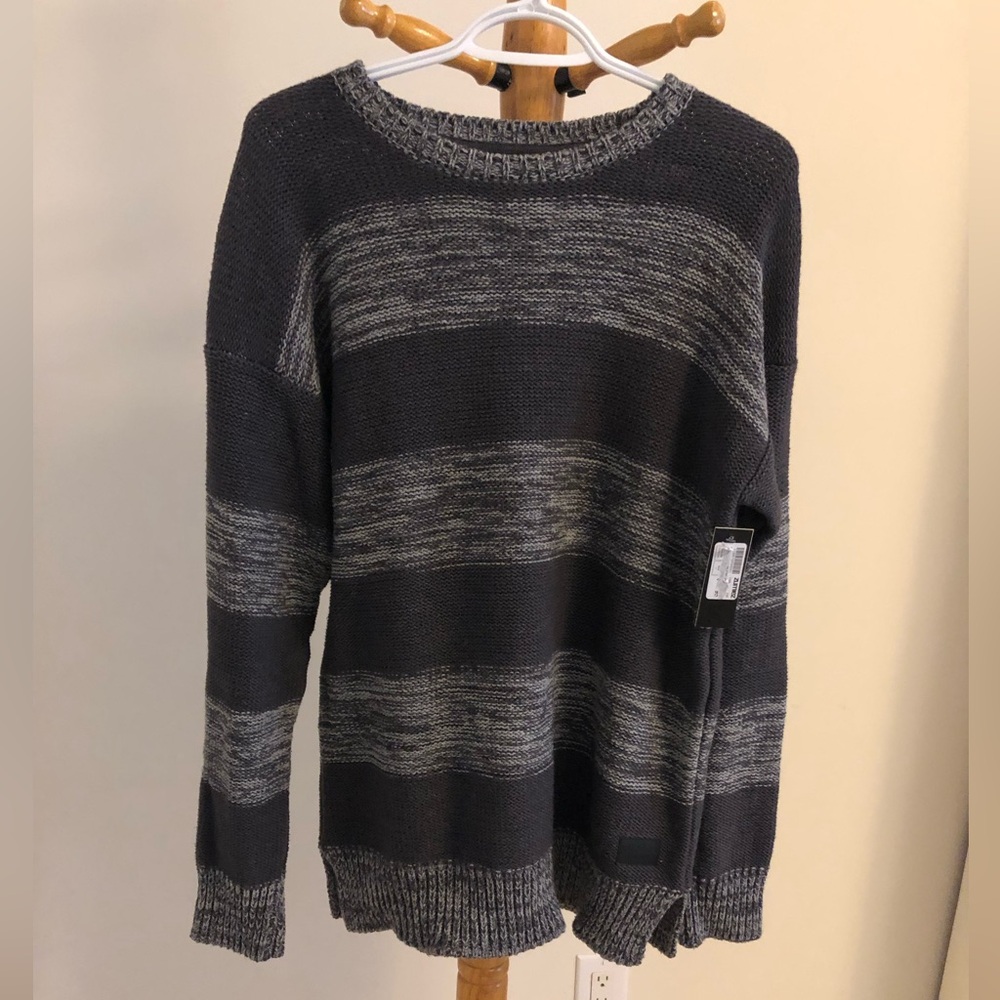 New Empyre Men's Crewneck Sweater - Dark and Light Gray Stripes